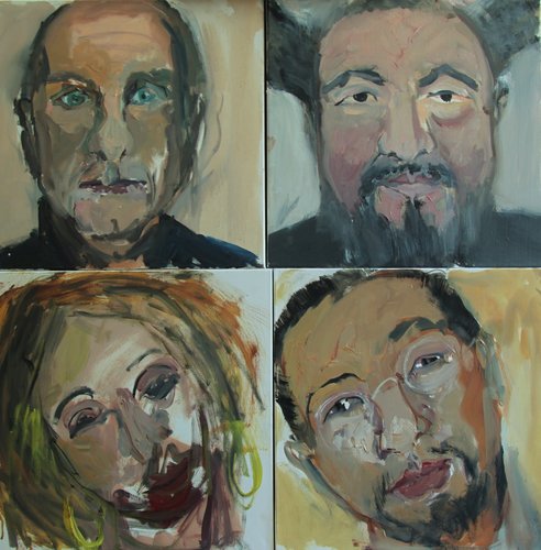 “Artistas” Oil on Canvas, Each 40cm x 40cmby artist Maria Aparici. See her portfolio by visiting www.ArtsyShark.com