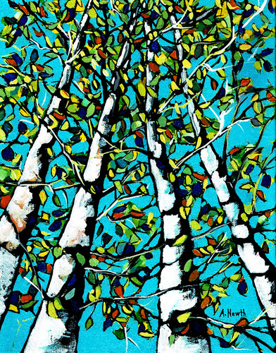 “Birch Trees” Acrylic on Canvas, 9” x 11"by artist Alison Newth. See her portfolio by visiting www.ArtsyShark.com 