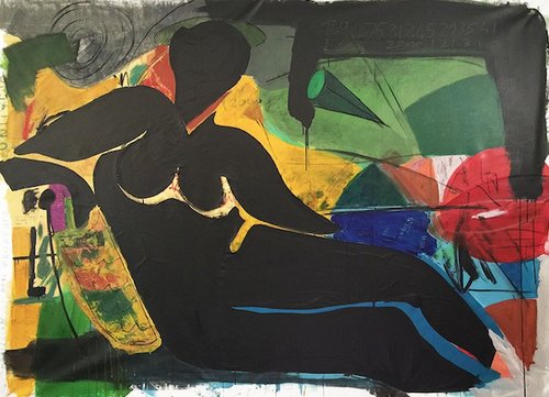 "Black Goddess" Acrylic and Mixed Media, 170cm x 140cm by artist Frank Schroeder. See his portfolio by visiting www.ArtsyShark.com.