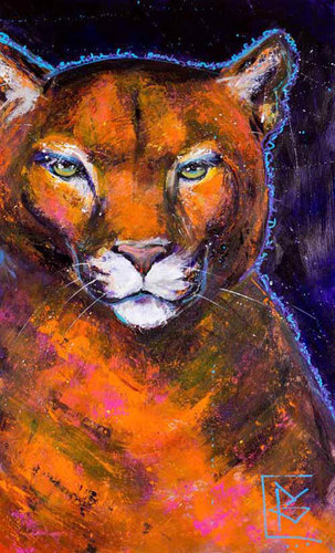 “Gratitude Series: Cougar” Acrylic on Yupo Paper, 35” x 23” by artist Rosemary Conroy. See her portfolio by visiting www.ArtsyShark.com