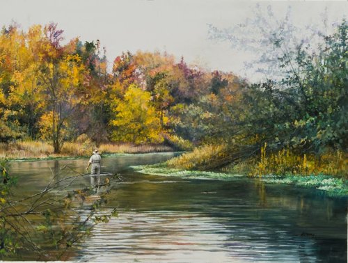 “Early October” Gouache, 18” x 24” by artist Shirley Cleary. See her portfolio by visiting www.ArtsyShark.com