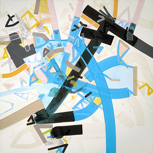 "Eccoplexx Blii" acrylic, felt tip, applied with spatula, 32" x 32" by artist Phillipe Halaburda