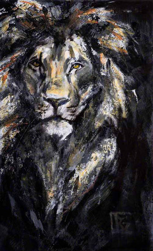 “Gratitude Series: Lion III” Acrylic on Yupo Paper, 35” x 23” by artist Rosemary Conroy. See her portfolio by visiting www.ArtsyShark.com