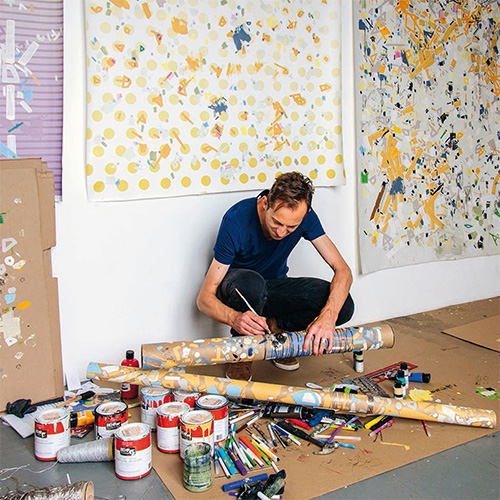 Artist Phillipe Halaburda in the studio