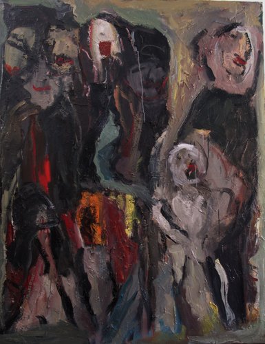 “Refugees” Oil on Canvas, 146cm x 114cmby artist Maria Aparici. See her portfolio by visiting www.ArtsyShark.com 