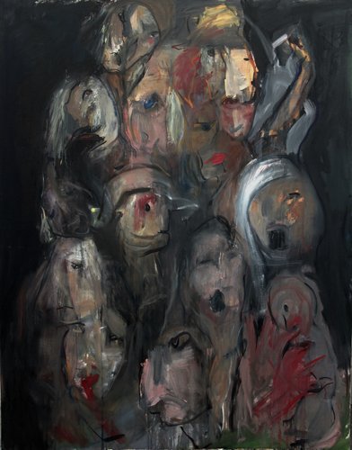 “Refugiados” Oil on Canvas, 146cm x 114cm by artist Maria Aparici. See her portfolio by visiting www.ArtsyShark.com