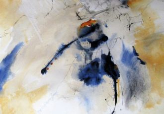 “Squared Off” Mixed Watermedia on 300# Cold Pressed Paper, 17” x 17” by artist Jill Krasner. See her portfolio by visiting www.ArtsyShark.com