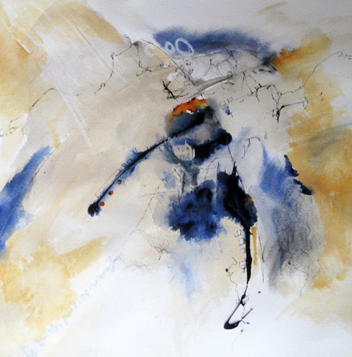 “Squared Off” Mixed Watermedia on 300# Cold Pressed Paper, 17” x 17” by artist Jill Krasner. See her portfolio by visiting www.ArtsyShark.com