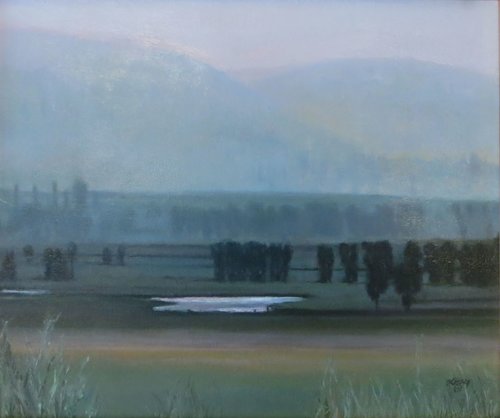 “Summer Storm” Oil and Oil Crayon, 14” x 28”by artist Shirley Cleary. See her portfolio by visiting www.ArtsyShark.com