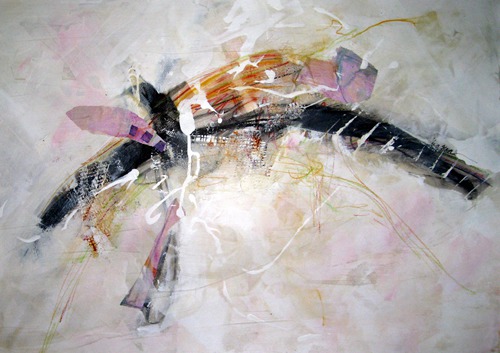 “The Flutter of One Wing” Mixed Watermedia on 300# Cold Pressed Paper, 30” x 22” by artist Jill Krasner. See her portfolio by visiting www.ArtsyShark.com