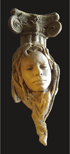 "The Caryatid" resin or bronze, 26" x 10" x 7" by Bren Sibilsky. See her feature at www.ArtsyShark.com