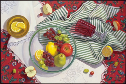 "Bon Appetite #2" acrylic, 20" x 30" by Linda Thompkin. See her artist feature at www.ArtsyShark.com
