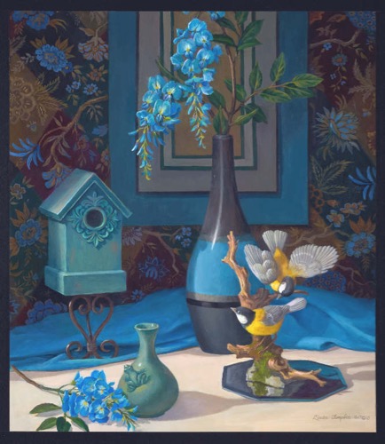 "Home Sweet Home" acrylic, 23" x 20" by artist Linda Thompkin. See her artist feature at www.ArtsyShark.com