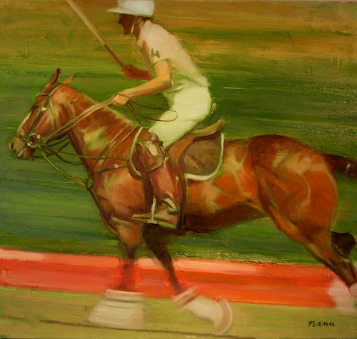 "In Pursuit" Oil on Canvas, 37" x 35" by artist Ferenc Flamm. See his portfolio by visiting www.ArtsyShark.com.