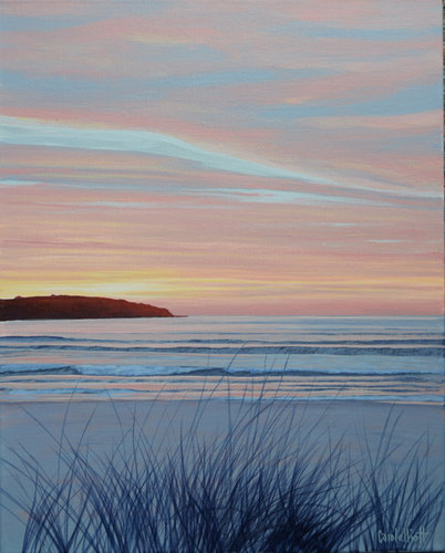 “Ocean Sunrise” Acrylic on Canvas, 35cm x 50cm by artist Carole Elliott. See her portfolio by visiting www.ArtsyShark.com