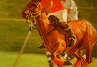 "The Chase" Oil on Canvas, 37" x 35"by artist Ferenc Flamm. See his portfolio by visiting www.ArtsyShark.com.