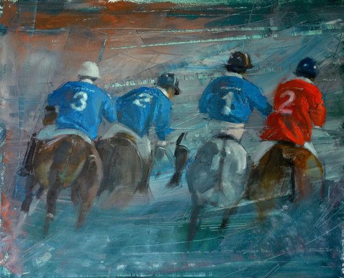 "The Team” Oil on Canvas, 31" x 26"by artist Ferenc Flamm. See his portfolio by visiting www.ArtsyShark.com.