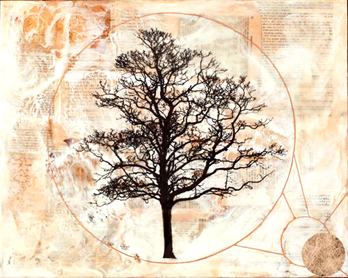 “Tree of Life” Mixed Media Encaustic, 16” x 20” by artist Shannon Amidon. See her portfolio by visiting www.ArtsyShark.com.