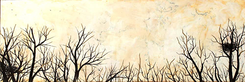 “Wishing for More Time” Mixed Media Encaustic, 36” x 12” by artist Shannon Amidon. See her portfolio by visiting www.ArtsyShark.com.