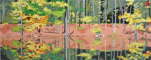“Early Autumn: Reflection” Limited Edition Serigraph, 10.5” x 26” by artist Anne Silber. See her portfolio by visiting www.ArtsyShark.com