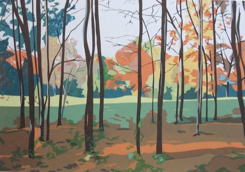 “Late October” Limited Edition Serigraph, 17” x 24” by artist Anne Silber. See her portfolio by visiting www.ArtsyShark.com