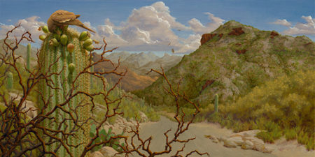 “Luncheon at Sabino Canyon” Oil on Canvas, 18” x 36” by artist Muriel Timmons. See her portfolio by visiting www.ArtsyShark.com