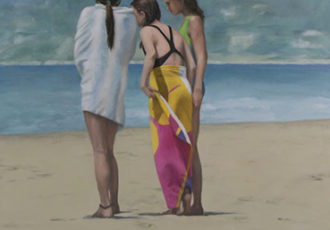 “Beach Chat” Oil on Linen, 30” x 40” by artist Christine O’Brien. See her portfolio by visiting www.ArtsyShark.com