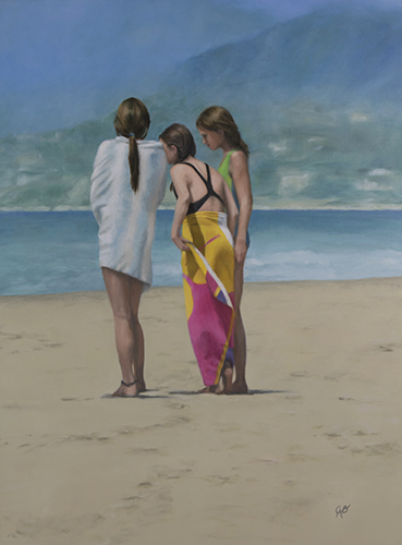 “Beach Chat” Oil on Linen, 30” x 40” by artist Christine O’Brien. See her portfolio by visiting www.ArtsyShark.com