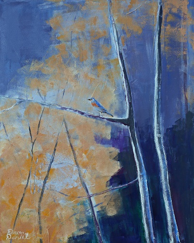“Blue Bird” Acrylic on Canvas, 24” x 30” by artist Dara Daniels. See her portfolio by visiting www.ArtsyShark.com