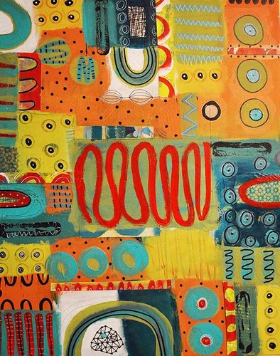 "Craziness" Mixed Media on Canvas, 24" x 30" by artist Paige Hirsch. See her portfolio by visiting www.ArtsyShark.com