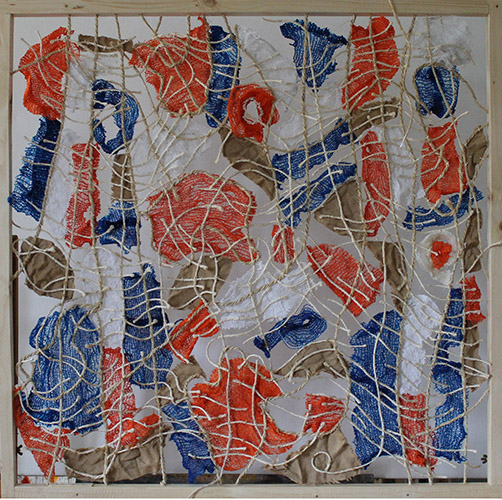"Fossils" Sisal and Synthetic Fibre, 35" x 35" by artist Andie Grande. See her portfolio by visiting www.ArtsyShark.com
