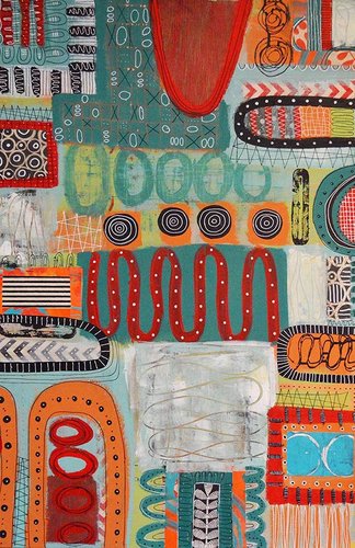 "Fun" Mixed Media on Canvas, 24" x 36" by artist Paige Hirsch. See her portfolio by visiting www.ArtsyShark.com