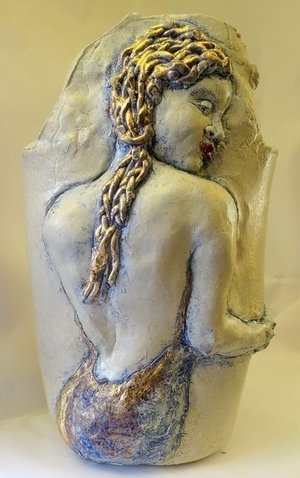 "Juliette" Ceramic, 22"H x 13"W x8"D by artist Judith Unger. See her feature at www.ArtsyShark.com