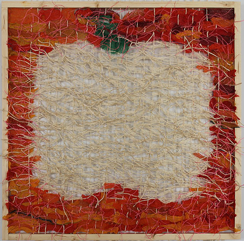 "New App" Sisal and Synthetic Fibre, 36" x 36" by artist Andie Grande. See her portfolio by visiting www.ArtsyShark.com