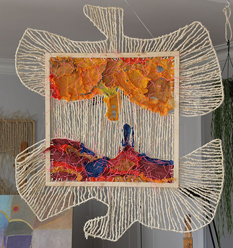"Parade" Sisal and Synthetic Fibre, 48" x 48"by artist Andie Grande. See her portfolio by visiting www.ArtsyShark.com 