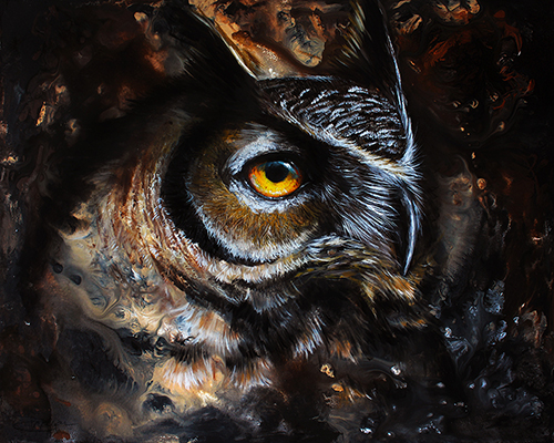 "The Watchful Heart" Acrylic and Oil on Masonite, 20" x 16" by artist Danielle Trudeau. See her portfolio by visiting www.ArtsyShark.com