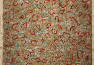 "Threads and Bubbles" Sisal and Synthetic Fibre and Plastic, 48" x 48" by artist Andie Grande. See her portfolio by visiting www.ArtsyShark.com