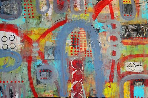 "Wacky and Wonderful” Mixed Media on Canvas, 30" x 24" by artist Paige Hirsch. See her portfolio by visiting www.ArtsyShark.com