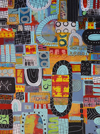 "Wild & Crazy" Mixed Media on Canvas, 24" x 36” by artist Paige Hirsch. See her portfolio by visiting www.ArtsyShark.com