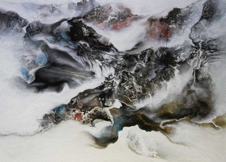 "Fixate" (凝觀) Oil and Acrylic on Canvas, 180cm x 130cmby artist Calvin Teng. See his portfolio by visiting www.ArtsyShark.com 