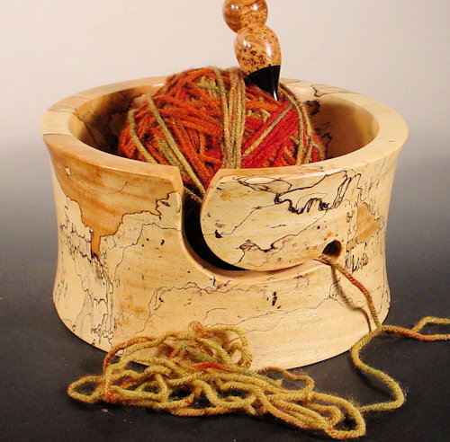 Yarn bowl made from Spalted Tamarind, 7 7/8” wide x 4” high by Bryan Nelson. See his artist feature at www.ArtsyShark.com