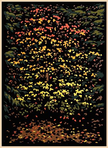 "October Lace" linoleum block print by Laura Wilder. See her feature at www.ArtsyShark.com
