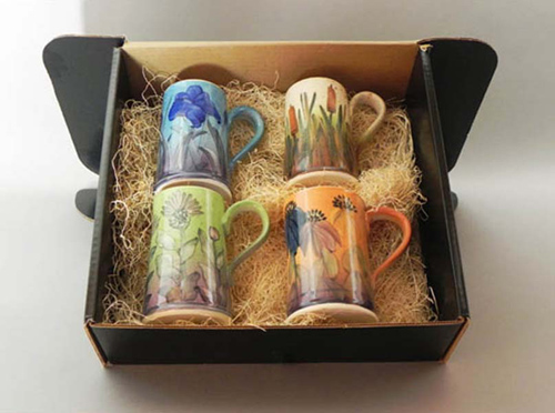 Boxed set of mugs from Linden Hills Pottery. Read their story at www.ArtsyShark.com