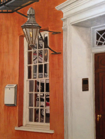 “Charleston Townhouse” Oil on Canvas, 11” x 11”by artist Karen Merkin. See her portfolio by visiting www.ArtsyShark.com 
