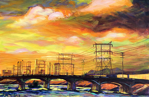 “Skylines” Oil on Canvas, 20” x 30” by artist Bonnie Lambert. See her portfolio by visiting www.ArtsyShark.com