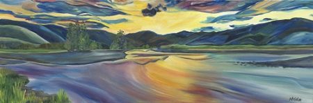 "Lees Valley" Oil on Canvas, 36" x 12" by artist Allison McGree. See her portfolio by visiting www.ArtsyShark.com