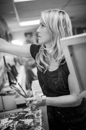 Artist Allison McGree in her studio. See her portfolio by visiting www.ArtsyShark.com