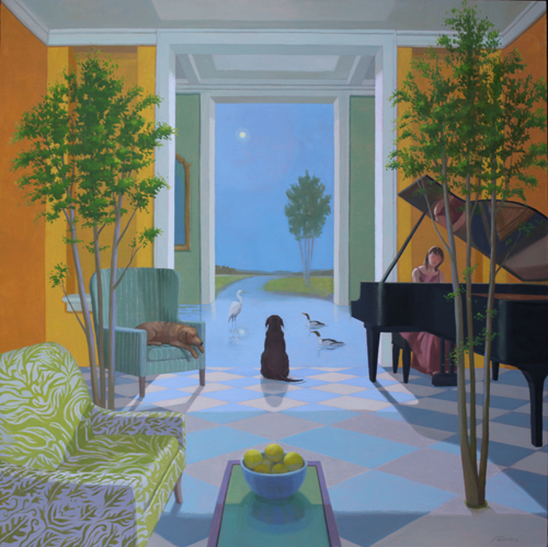 "Moon River" Oil on Linen, 48" x 48" by artist Kathryn Freeman. See her portfolio by visiting www.ArtsyShark.com