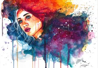 "Muse" Watercolor, 20” x 16” by artist Jennifer Duran. See her portfolio by visiting www.ArtsyShark.com