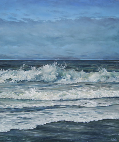 "Pacific Dreams" oil on linen, 72" x 60" by Stephen Estrada. See his interview at www.ArtsyShark.com